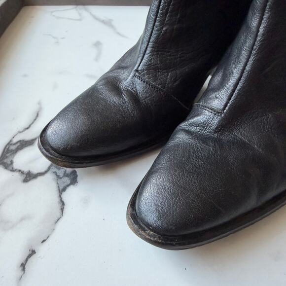 Free People Black Barclay Leather Western Ankle Booties Size 38 - Picture 6 of 10